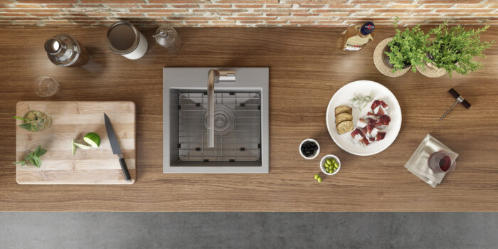 Tirana Model: RVH8118 Ruvati 18 x 18 inch Drop-in Topmount Bar Prep Sink 16 Gauge Stainless Steel Single Bowl – RVH8118