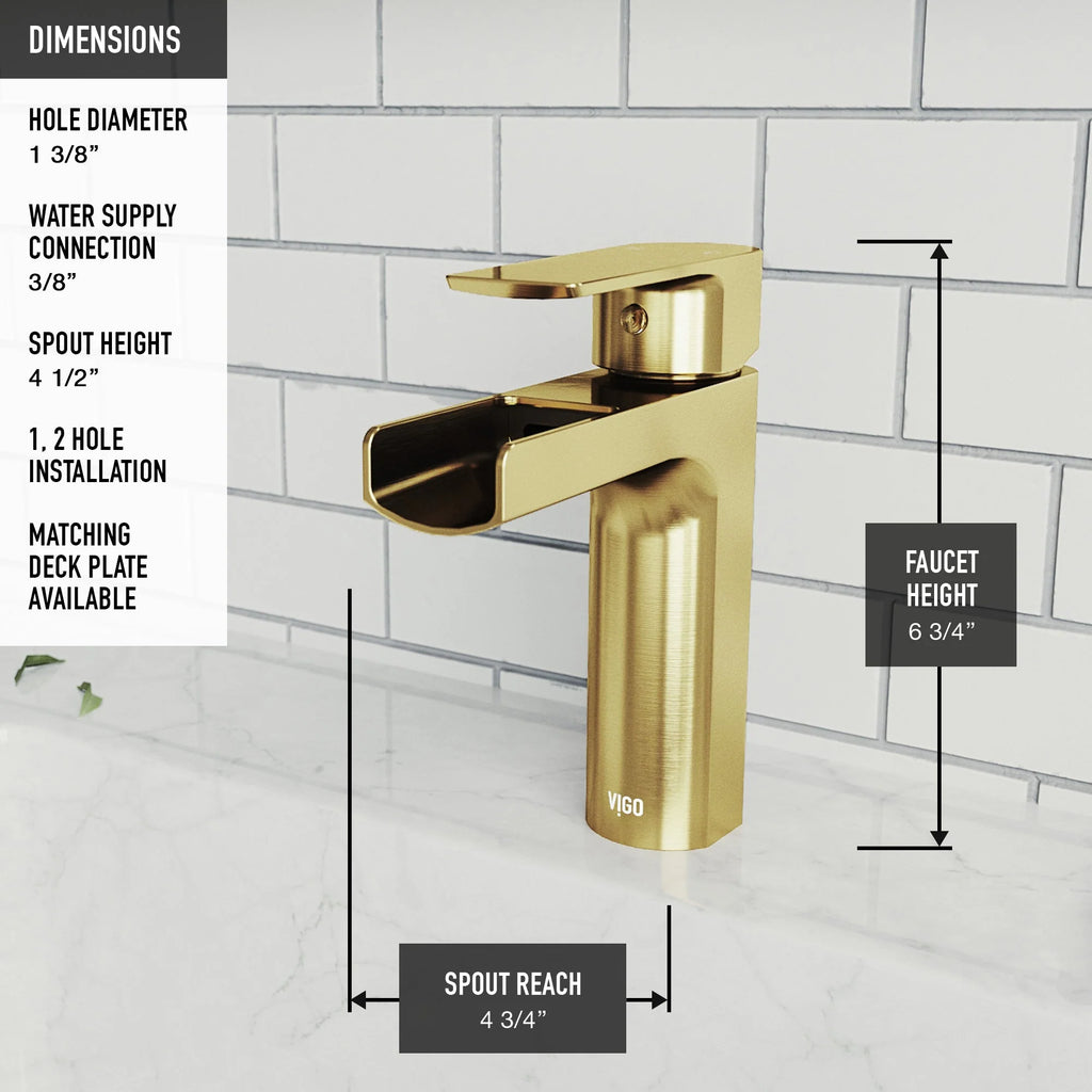 VIGO - Amada Single Hole Open Spout Bathroom Faucet In Matte Brushed Gold Finish Model# VG01042MG