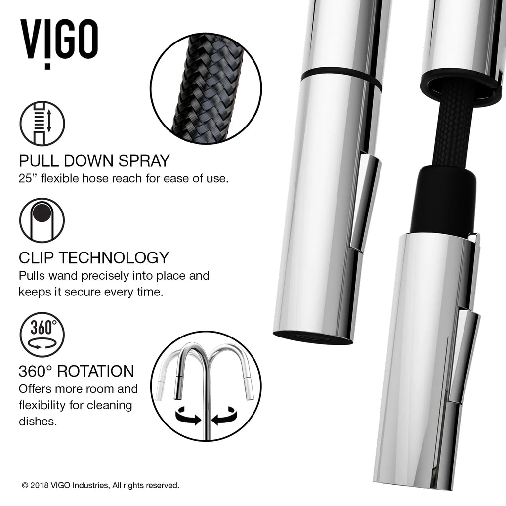 VIGO - Greenwich 18 in. Single Handle Pull-Down Kitchen Faucet In Chrome Finish Model# VG02029CH