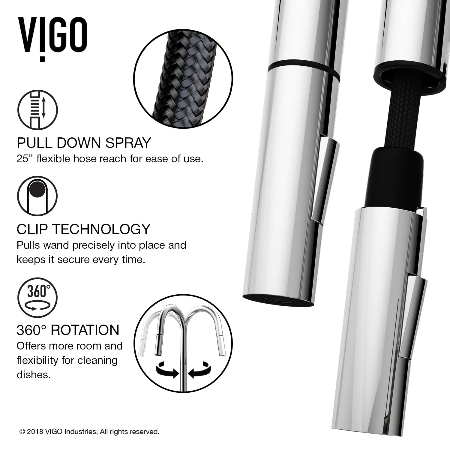 VIGO - Greenwich 18 in. Single Handle Pull-Down Kitchen Faucet In Chrome Finish Model# VG02029CH