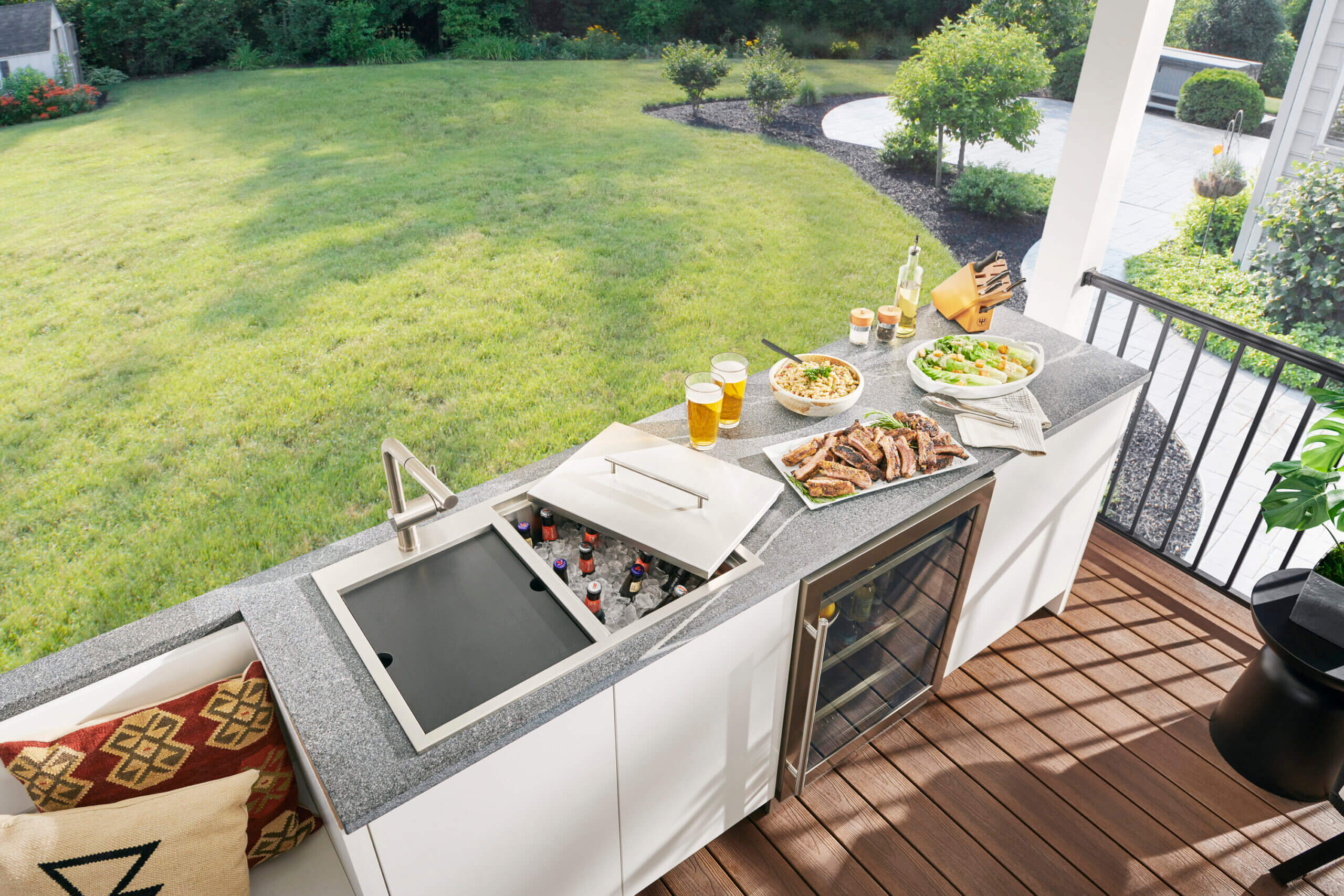 Merino Model: RVQ6290 Ruvati Insulated Ice Chest and Outdoor Sink 29 x 20 inch BBQ Workstation Topmount T-316 Stainless Steel – RVQ6290