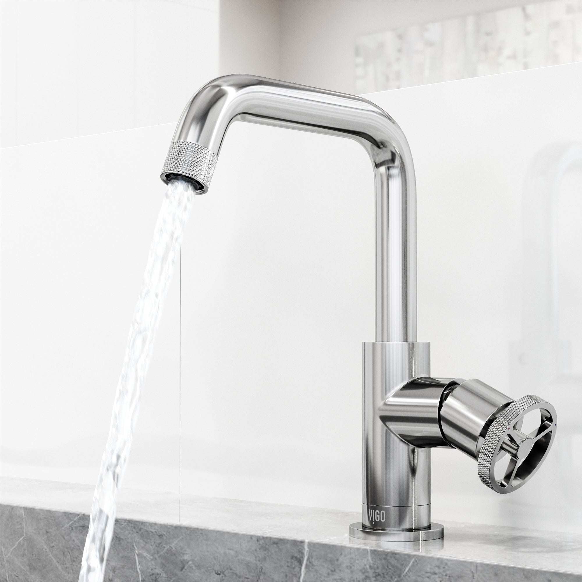 VIGO - Cass Single Hole Bathroom Faucet with Knurled Wheel Handle In Chrome Model# VG01047CH