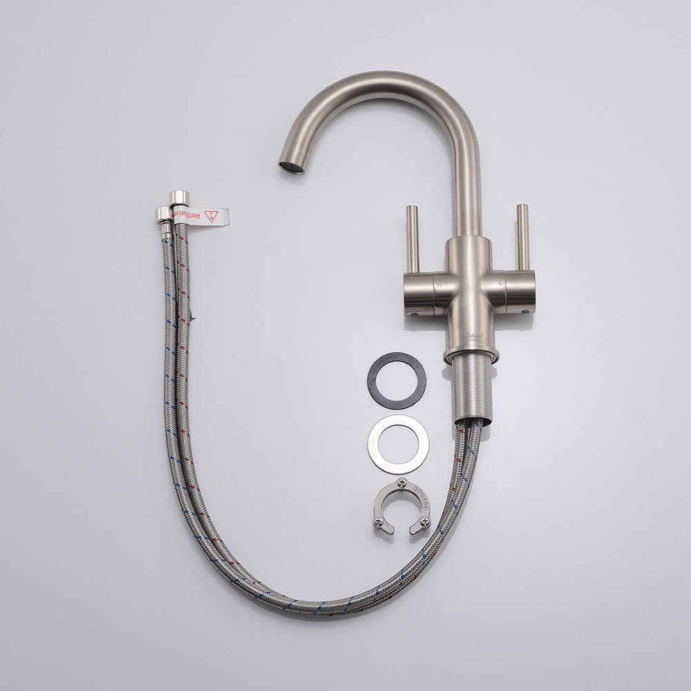Oakland Two Handles Bathroom Sink Faucet with Pop Up Drain in Brushed Nickel Model#KSB1217BN
