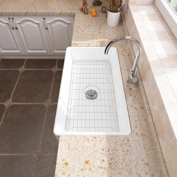 Oakland 36″ Single Bowl Porcelain Apron Farm Sink in White Model # KPF3620W-CB