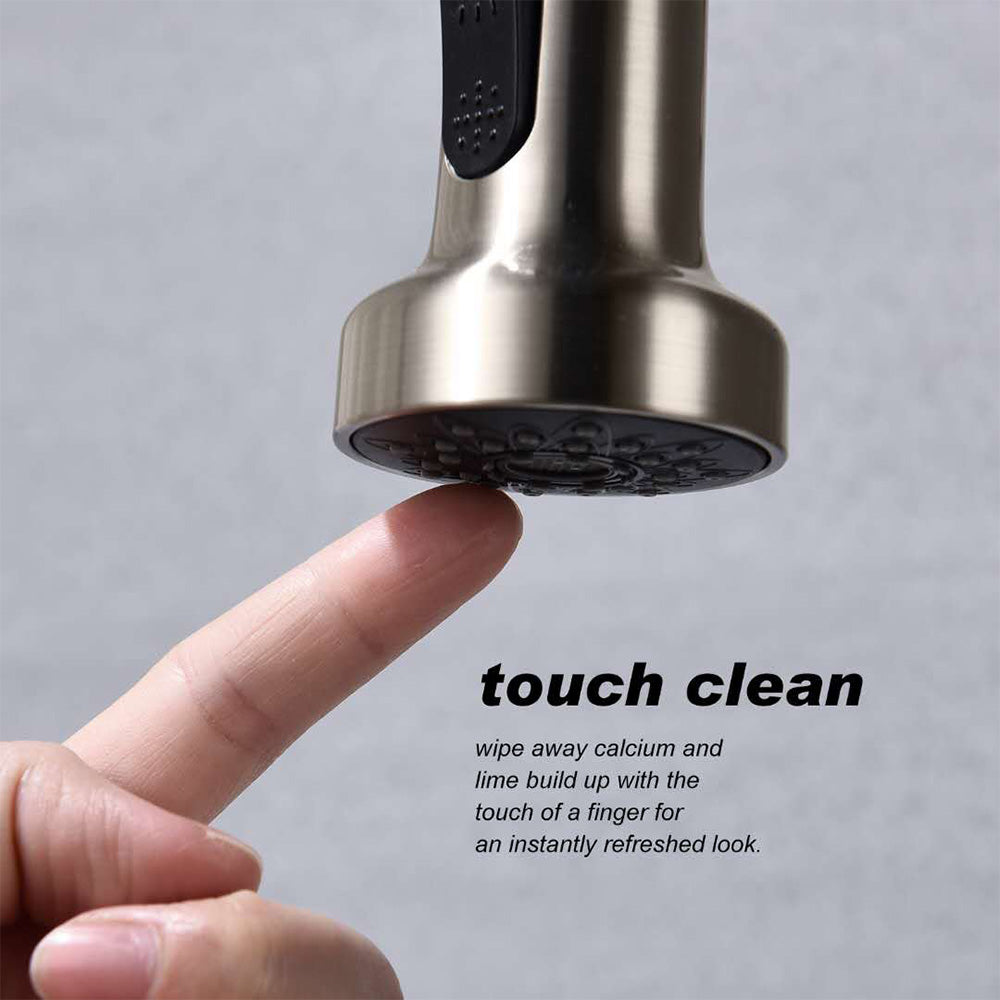 Single Handle 1 Hole Pull-Down Kitchen Faucet with Spring in Brushed Nickel Model# KSK1125BN