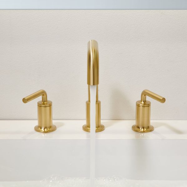 Oakland Wide Spread 3 Hole Bathroom Sink Faucet with Pop Up Drain in Satin Gold Model# KSB8236SG