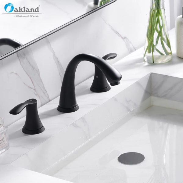 Oakland Wide Spread Bathroom Sink Faucet with Pop Up Drain in Matte Black Model# KSB8232MB
