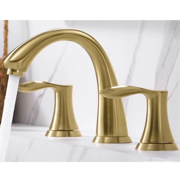 Oakland Wide Spread Bathroom Sink Faucet with Pop Up Drain in Satin Gold Model# KSB8232SG