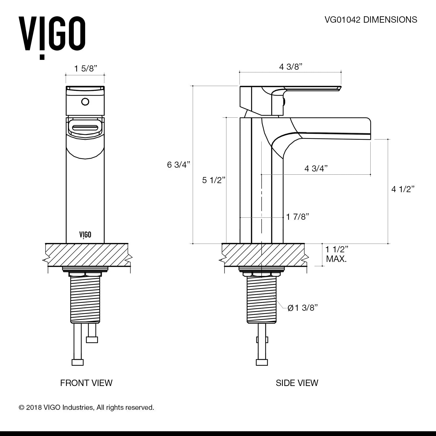 VIGO - Amada Single Hole Open Spout Bathroom Faucet In Brushed Nickel Finish Model# VG01042BN