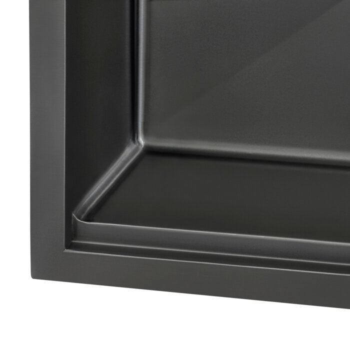 Giana Ruvati 33" Gunmetal Black Stainless Steel Workstation Undermount Kitchen Sink Single Bowl – Model# RVH6533BL