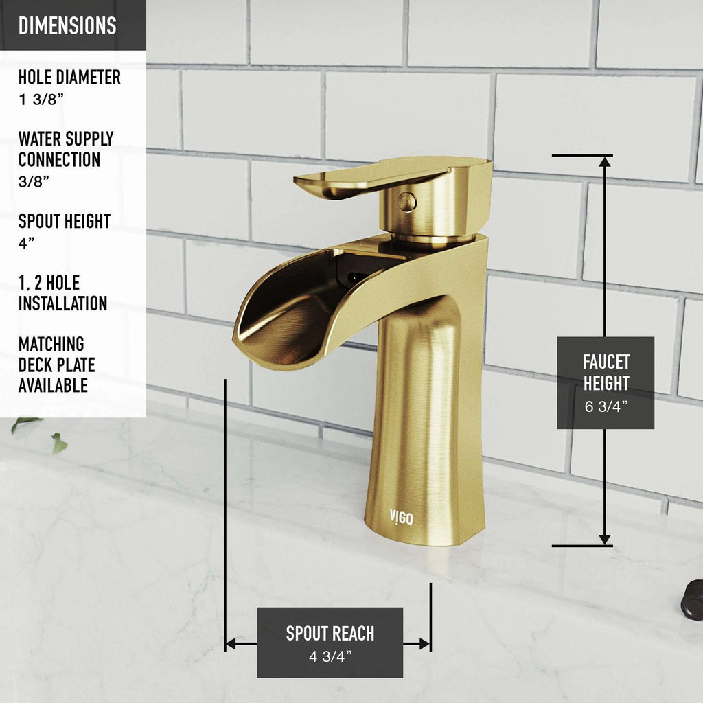 VIGO - Paloma Single Hole Single Handle Open Front Bathroom Faucet In Matte Brushed Gold Model# VG01041MG