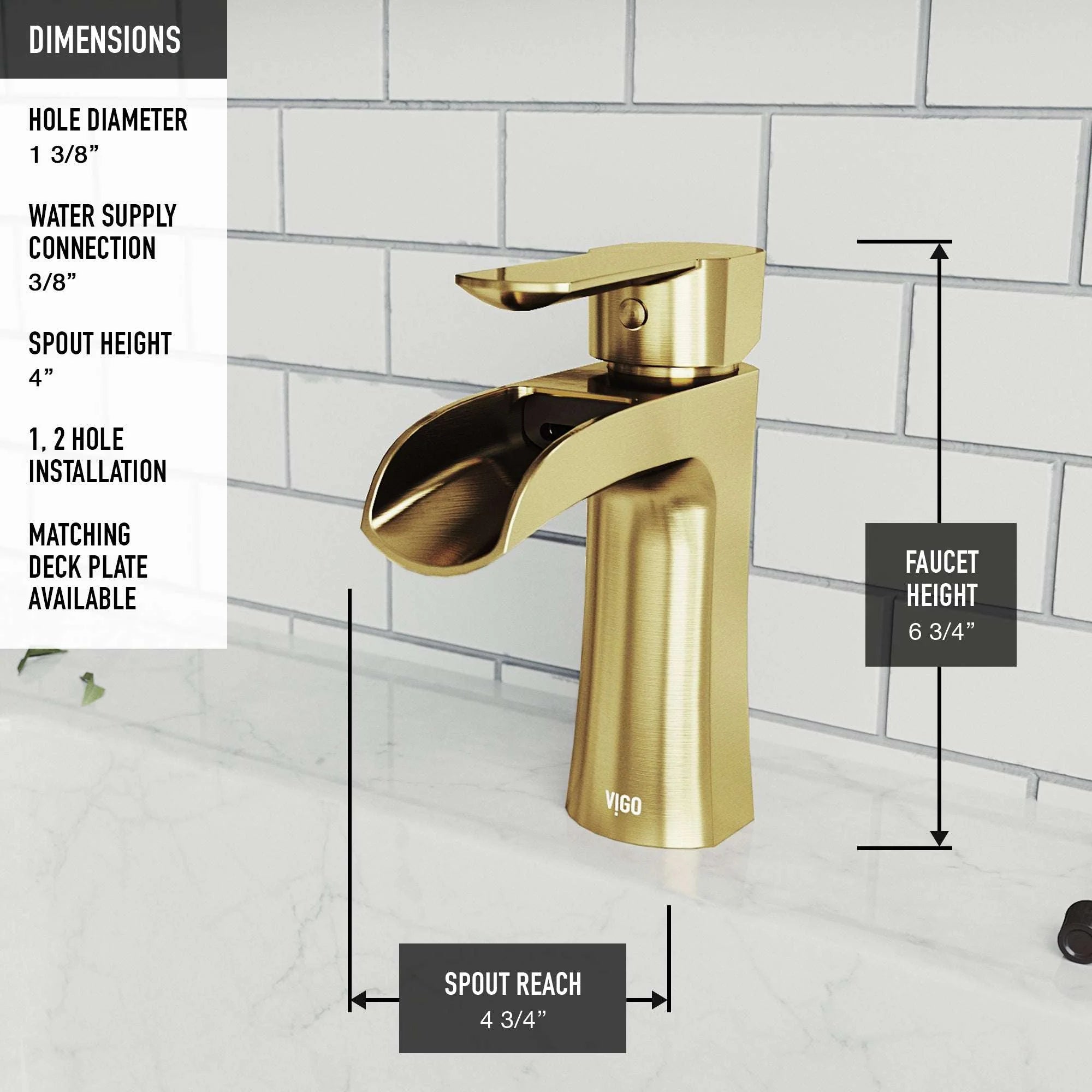 VIGO - Paloma Single Hole Single Handle Open Front Bathroom Faucet In Matte Brushed Gold Model# VG01041MG