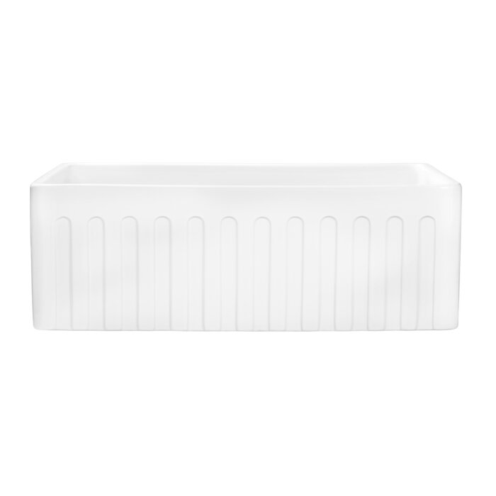 Fiamma Ruvati 33" x 20" Fireclay Reversible Farmhouse Apron-Front Kitchen Sink Single Bowl – White – Model# RVL2300WH
