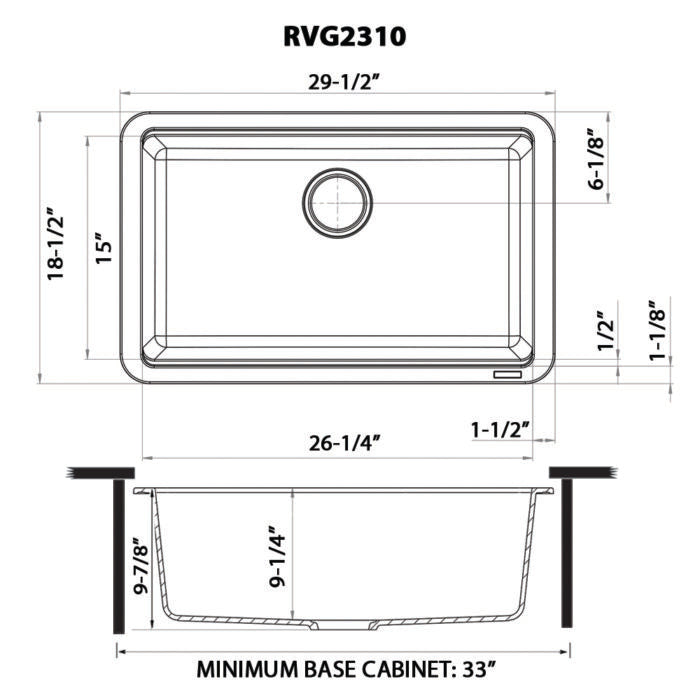 epiStage Model: RVG2310BK Ruvati 30-inch Granite Composite Quartz Workstation Matte Black Undermount Kitchen Sink – RVG2310BK