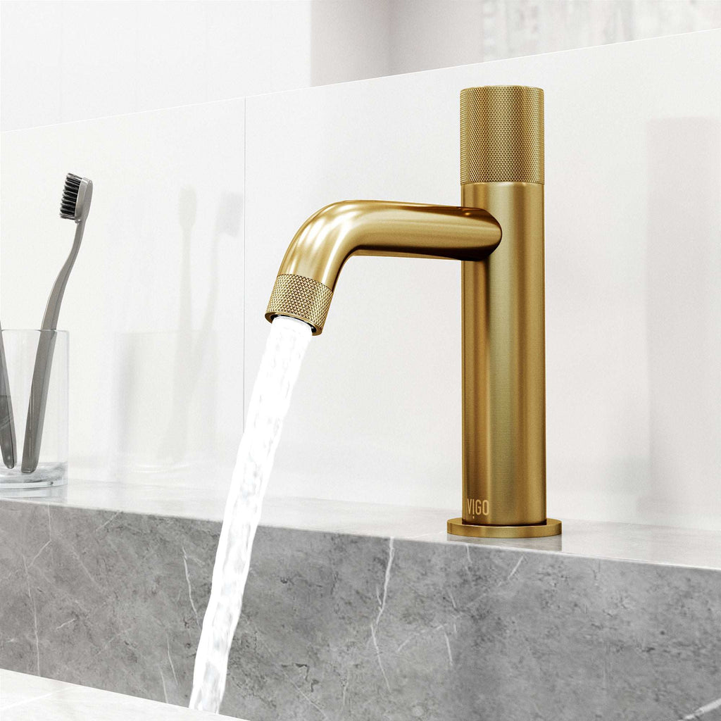 VIGO - Apollo Single Hole Bathroom Faucet In Matte Brushed Gold Model# VG01048MG