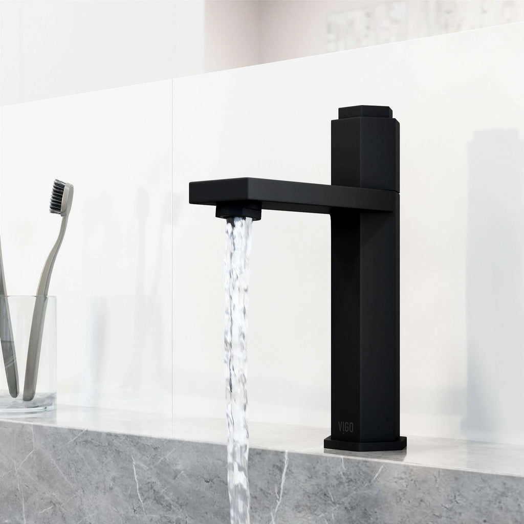 VIGO - Hart Nova Single Hole Bathroom Faucet In Matte Black Model# VG01053MB