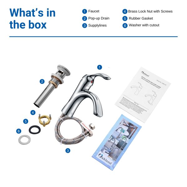 Oakland Single Handle Bathroom Sink Faucet with Pop Up Drain in Chrome Model# KSB1106C