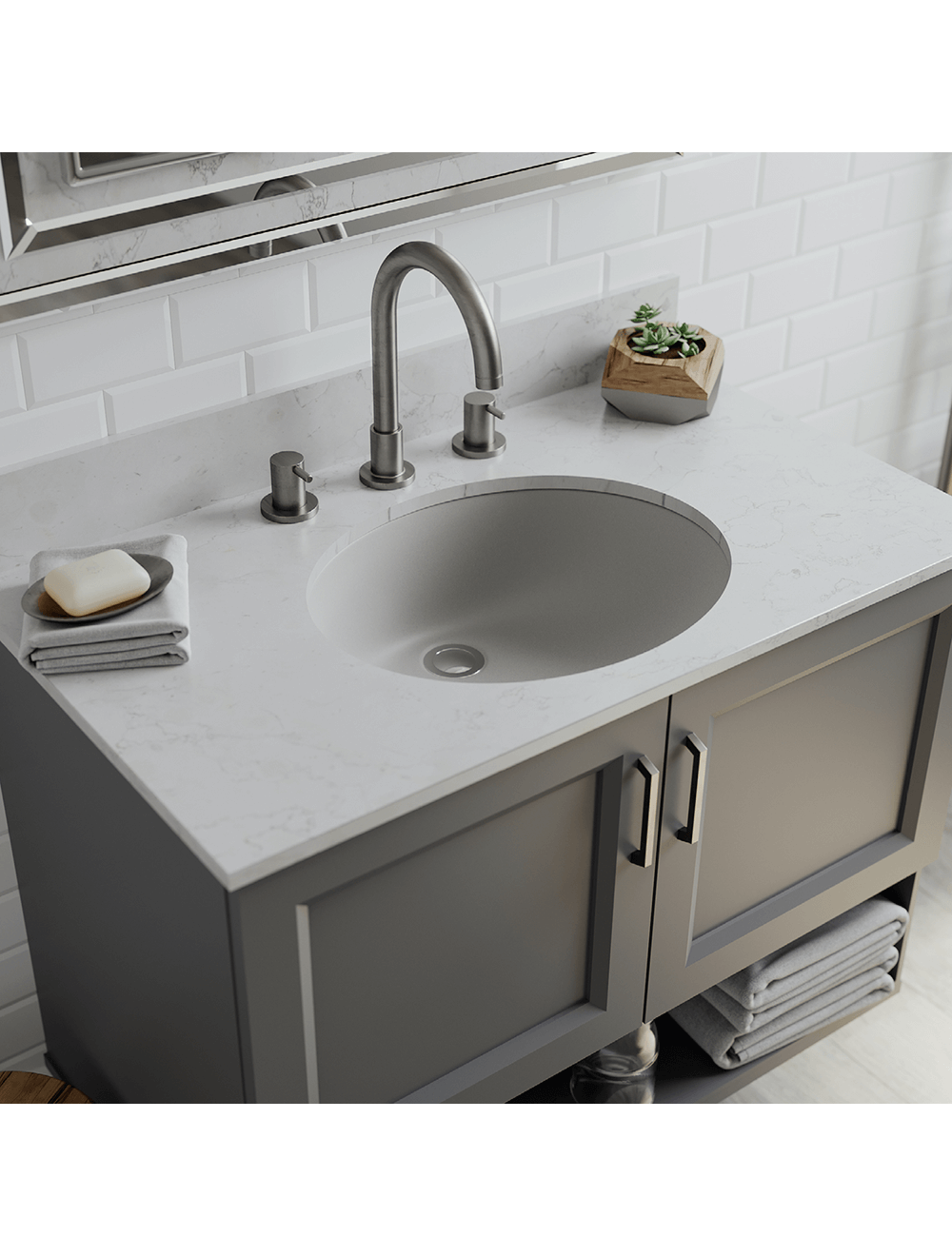Lexicon Platinum V210 Quartz Composite Oval Vanity Sink Model# V210