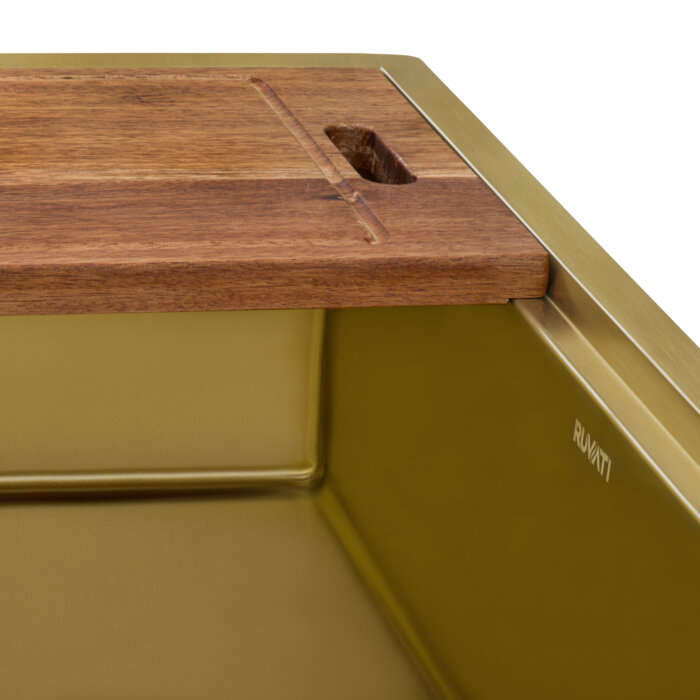 Giana Ruvati 33" Matte Gold Workstation Undermount Kitchen Sink Single Bowl – Model# RVH6533GG