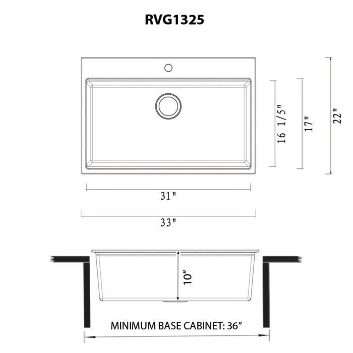 epiRock Model: RVG1325WB Ruvati 33-inch epiRock Workstation Warm White Topmount Kitchen Sink – RVG1325WB