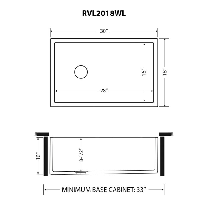 Fiamma Model: RVL2018WL Ruvati 30-inch Fireclay Farmhouse Offset Drain Kitchen Sink Single Bowl White – Left Drain – RVL2018WL