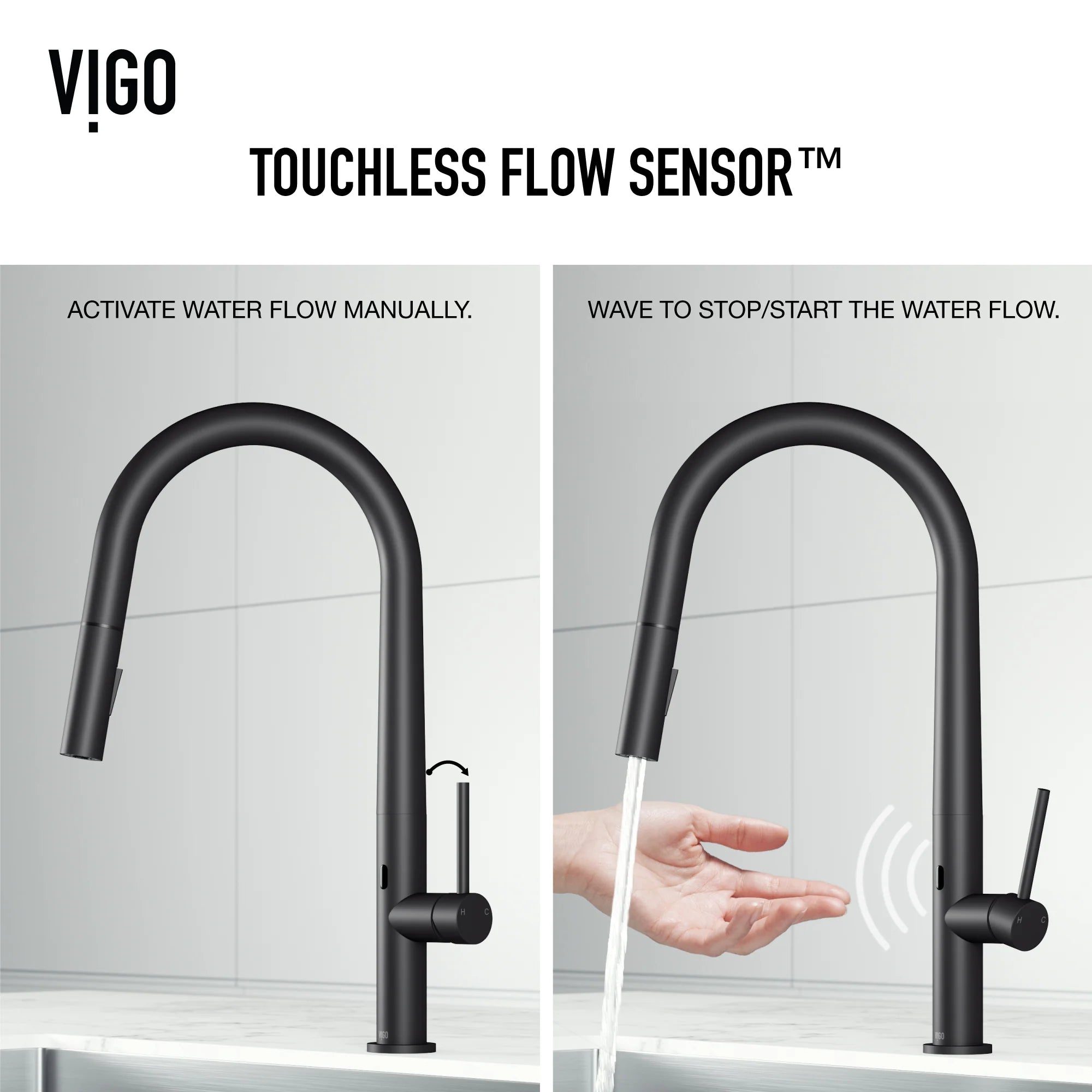 VIGO - Greenwich 18 in. Single Handle Smart Pull-Down Touchless Sensor Kitchen Faucet In Matte Black Finish Model# VG02029MBS