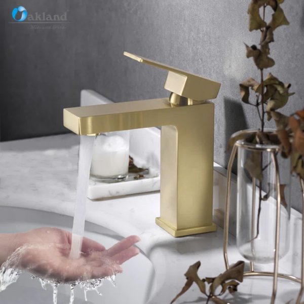 Oakland Single Handle 1 Hole Bathroom Sink Faucet with Pop Up Drain in Satin Gold Model# KSB1112SG