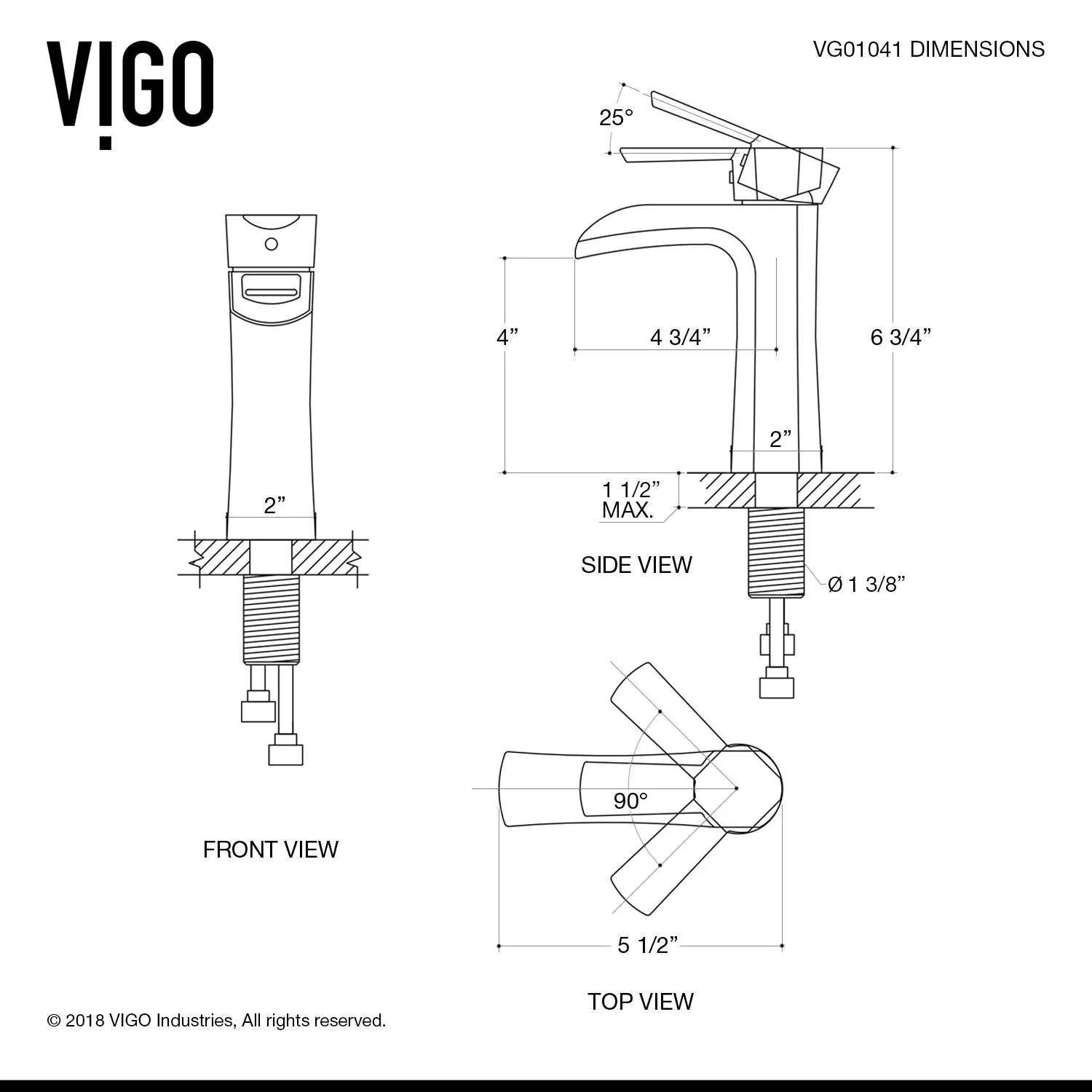 VIGO - Paloma Single Hole Single Handle Open Front Bathroom Faucet In Matte Black Model# VG01041MB