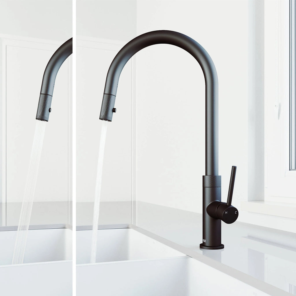 VIGO - Bristol Pull-Down Single Lever Kitchen Faucet In Matte Black Model# VG02033MB