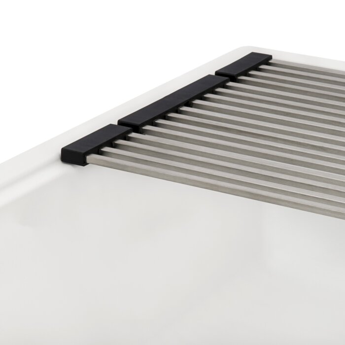 epiStage Ruvati 33" Granite Composite Workstation Undermount Kitchen Sink Single Bowl White – Model# RVG2302WH
