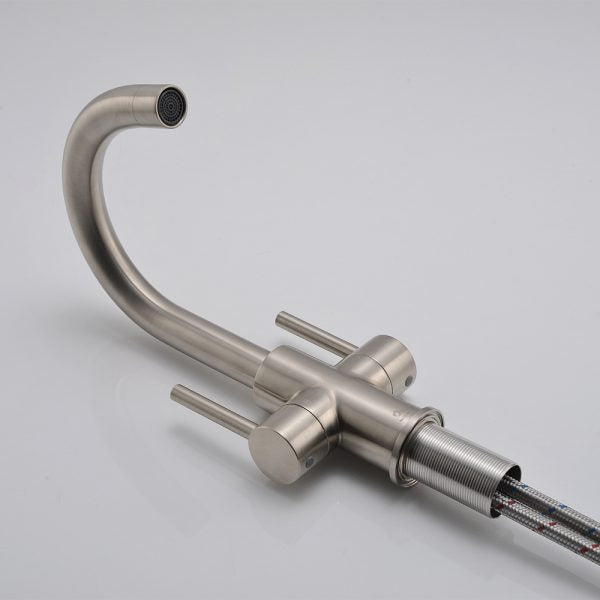 Oakland Two Handle Bathroom Sink Faucet with Pop Up Drain in Brushed Nickel – Model # KSB1217BN