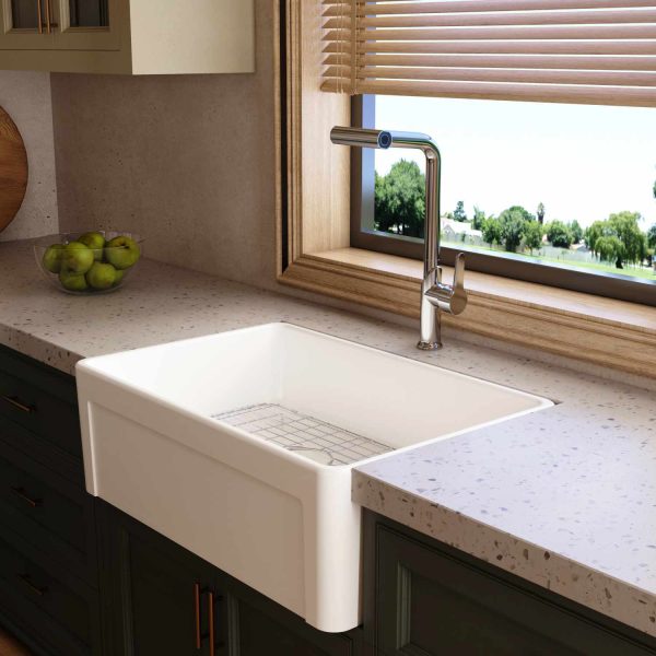 Oakland 30"X20"' Single Bowl Porcelain Apron Farm Sink in White Model # KPF3020W-CB