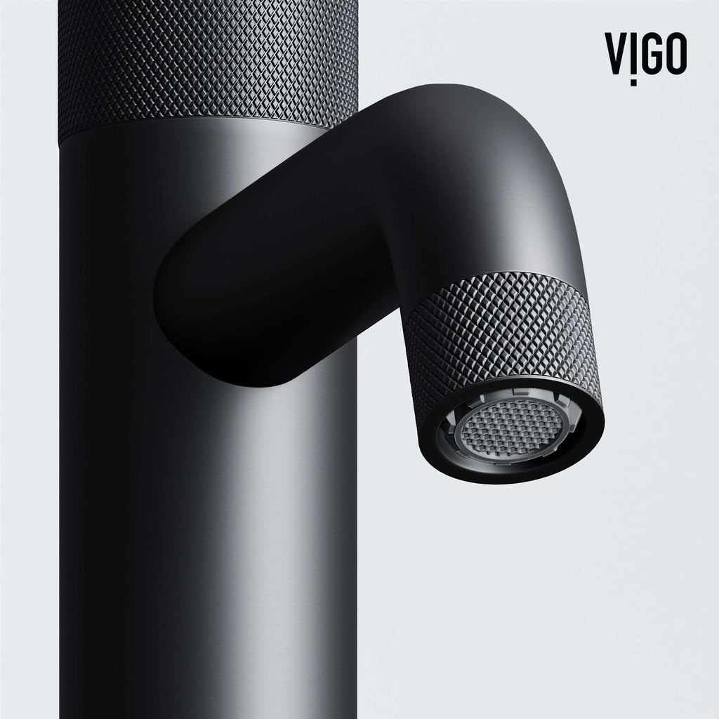 VIGO - Apollo Single Hole Bathroom Faucet In Matte Black Model# VG01048MB