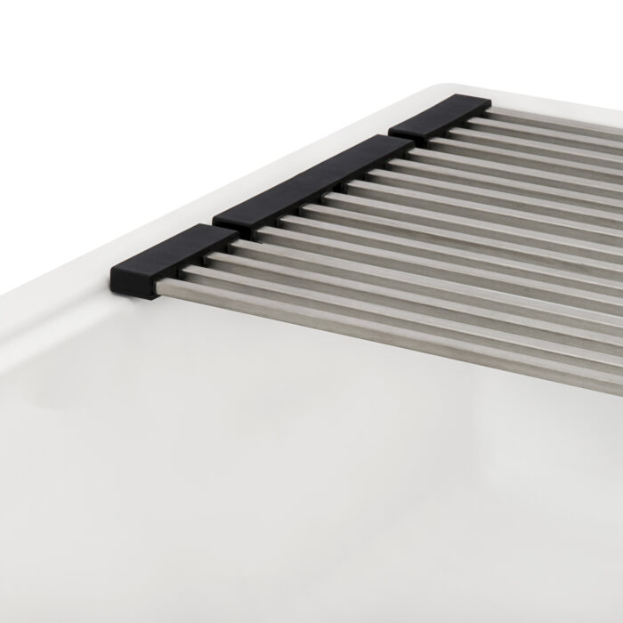 epiStage Ruvati 33-inch Granite Composite Workstation Drop-in Top Mount Kitchen Sink Matte White – Model# RVG1302WH