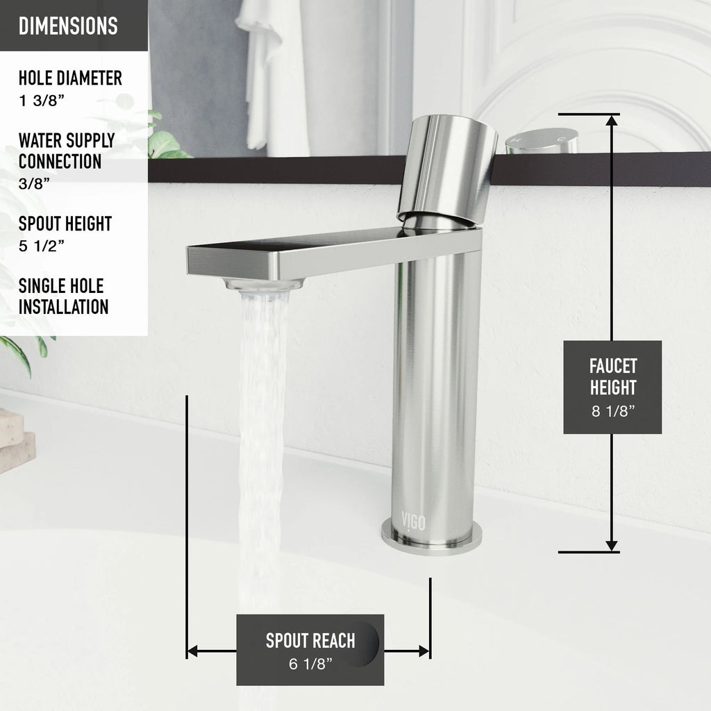 VIGO - Elan Single Hole Bathroom Faucet In Brushed Nickel Model# VG01045BN