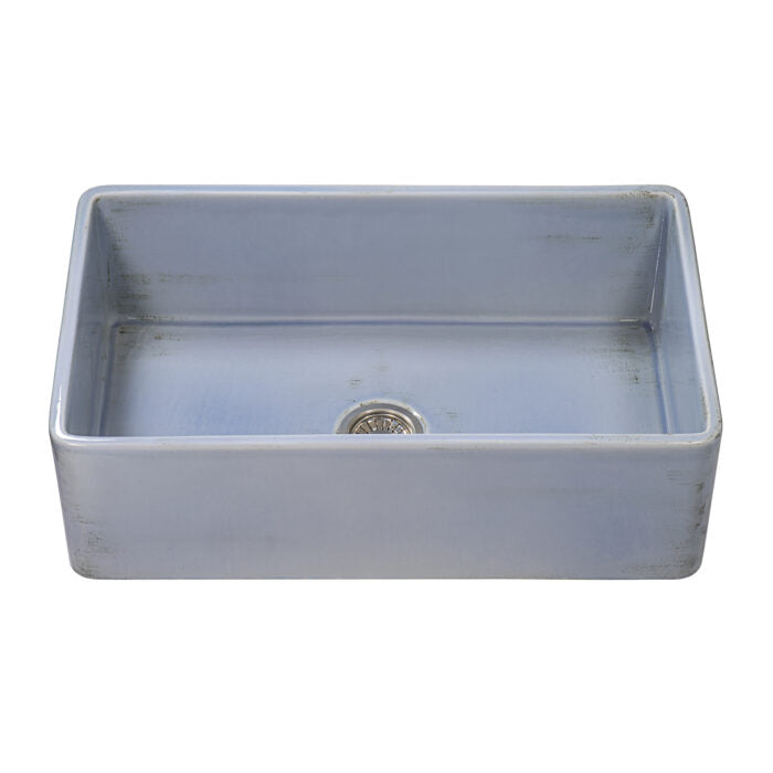 Fiamma Ruvati 33" Fireclay Distressed Finish Farmhouse Apron-Front Kitchen Sink Reversible – Coastal Blue – Model# RVL2300SB