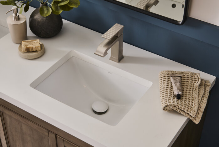 Krona Model: RVB0720BC Ruvati 18 x 12-3/4 inch Undermount Bathroom Sink Biscuit Rectangular Porcelain Ceramic with Overflow – RVB0720BC