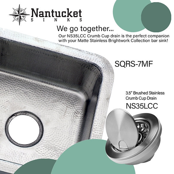 Nantucket Sinks - 16-1/2" Square Hammered Stainless Steel Undermount Bar/Prep Sink - In Matte Finish Model# SQRS-7MF