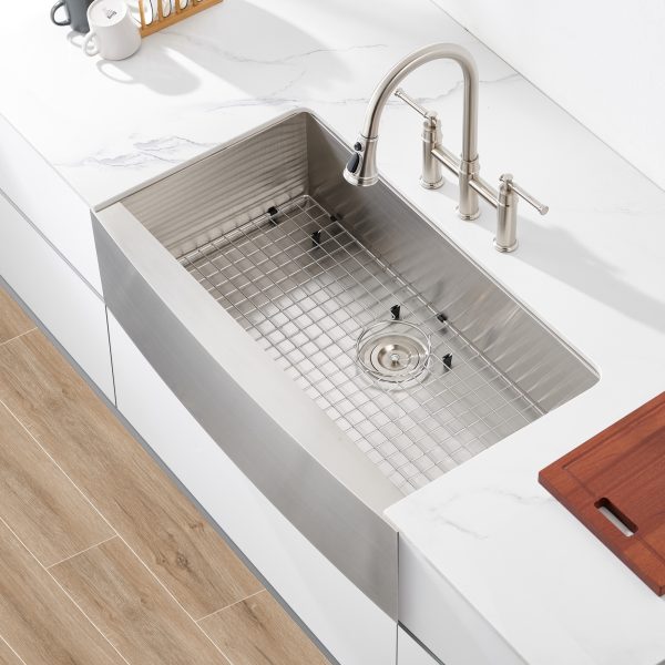 Oakland 36″ Zero Radius, Farmhouse 16 Gauge Stainless Steel Single Bowl Kitchen Sink Model# KSF362010S