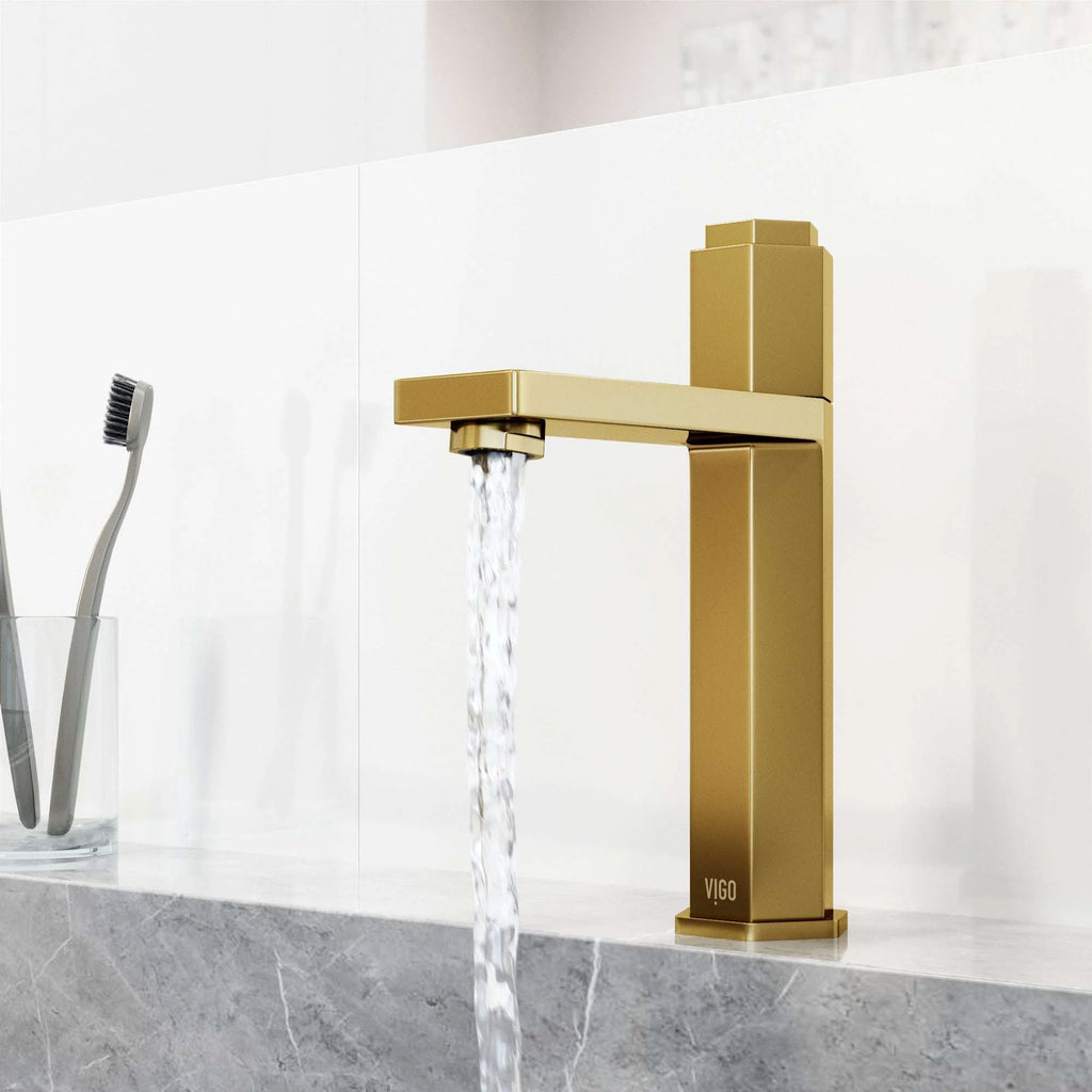 VIGO - Hart Nova Single Hole Bathroom Faucet In Matte Brushed Gold Model# VG01053MG