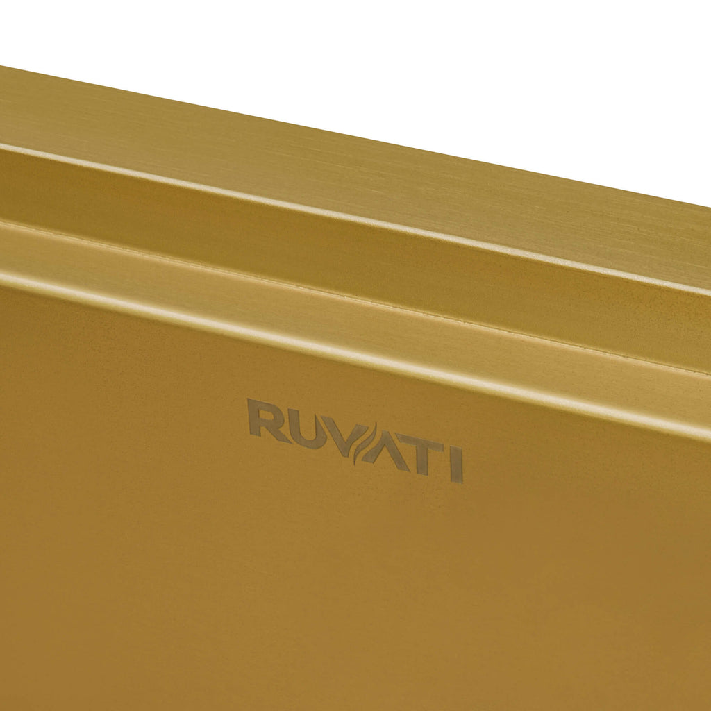 Ruvati 27 inch Matte Gold Workstation Undermount Kitchen Sink Single Bowl Model# RVH6527GG