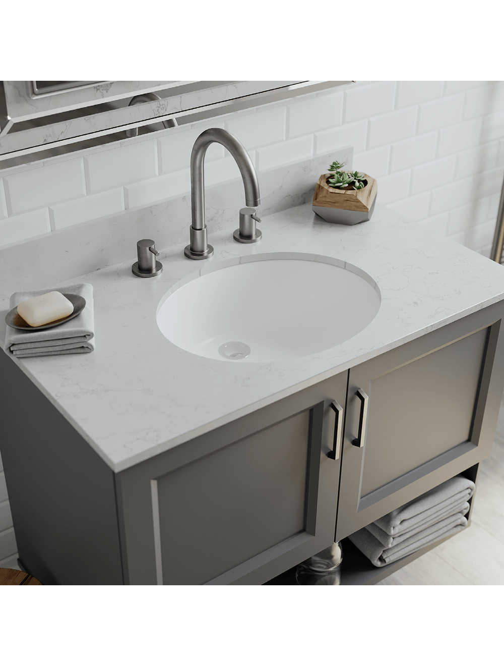Lexicon Platinum V210 Quartz Composite Oval Vanity Sink Model# V210