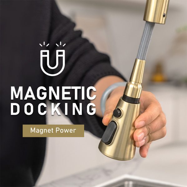 Single Handle Pull-Down 1 Hole Kitchen Faucet in Satin Gold Model# KSK1123SG