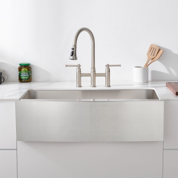 Oakland 36″ Zero Radius, Farmhouse 16 Gauge Stainless Steel Single Bowl Kitchen Sink Model# KSF362010S