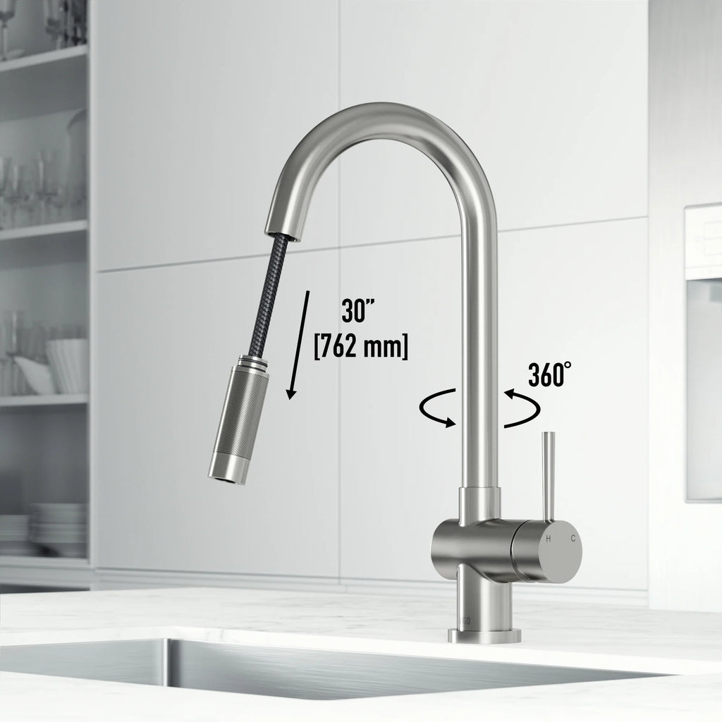 VIGO - Gramercy 17" Single Handle Smart Pull-Down Kitchen Touchless Faucet In Stainless Steel Model# VG02008STS