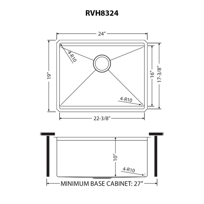 Roma Pro Ruvati 24-inch Workstation Rounded Corners Undermount Ledge Kitchen Sink with Accessories – Model # RVH8324