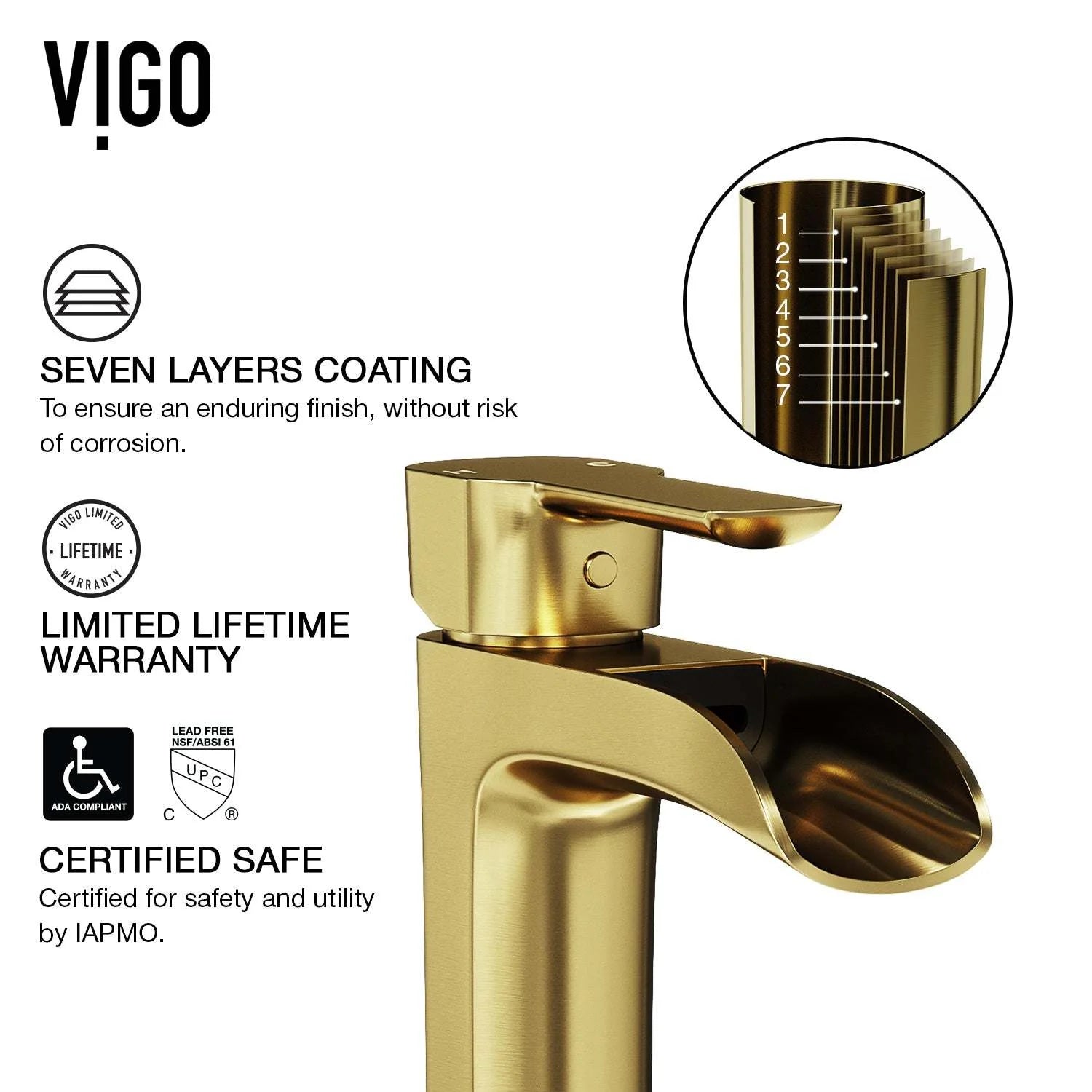 VIGO - Paloma Single Hole Single Handle Open Front Bathroom Faucet In Matte Brushed Gold Model# VG01041MG