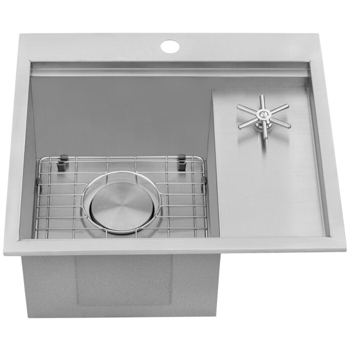 Ibiza Model: RVH8262ST Ruvati Glass Rinser and Sink Combo 22" Workstation for Wet Bar Bottle Washer Drop in Top Mount – Model# RVH8262ST