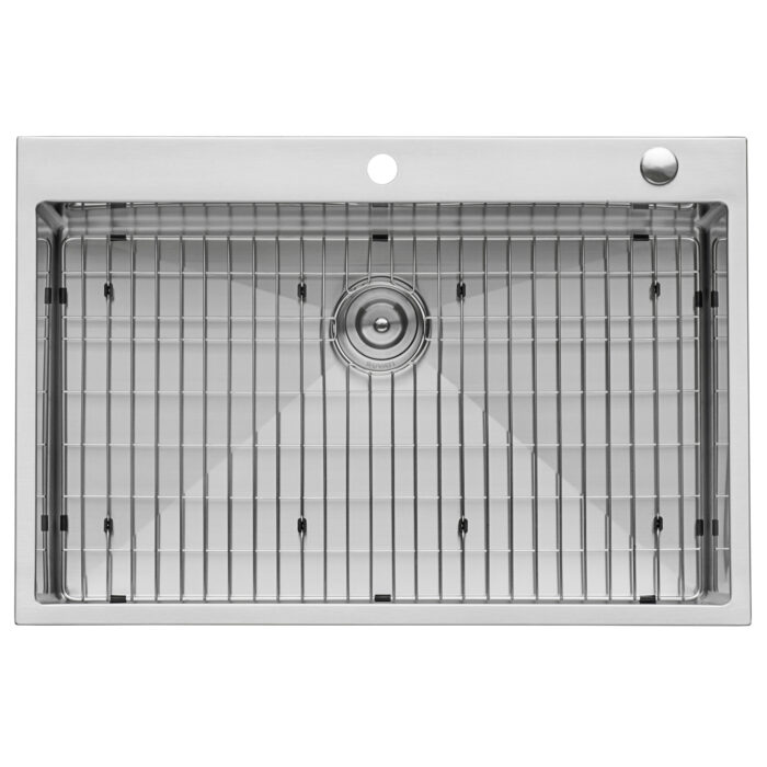 Tirana Pro Model: RVH8005 Ruvati 33 x 22 inch Drop-in 16 Gauge Stainless Steel Rounded Corners Topmount Kitchen Sink Single Bowl – RVH8005
