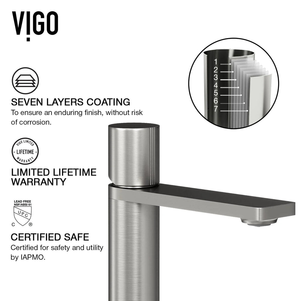 VIGO - Elan Single Hole Bathroom Faucet In Brushed Nickel Model# VG01045BN